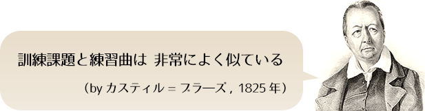 「訓練課題と練習曲は 非常によく似ている」 （byカスティル=ブラ―ズ, 1825年）