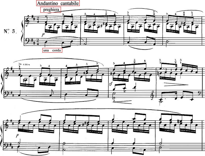 《進歩, 25の練習曲, J.B.クラーマーの練習曲集への導入》作品749　第5番 ニ長調 冒頭