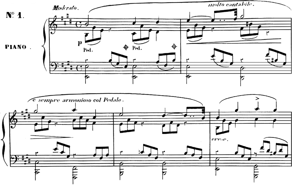 C. チェルニー《24の性格的大練習曲》作品692, 第2巻, 第7番〈バラード〉、第1~9小節