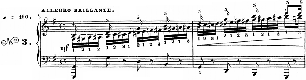 I. モシェレス『ピアノのための練習曲集（...）』作品70、第3番、ト長調冒頭