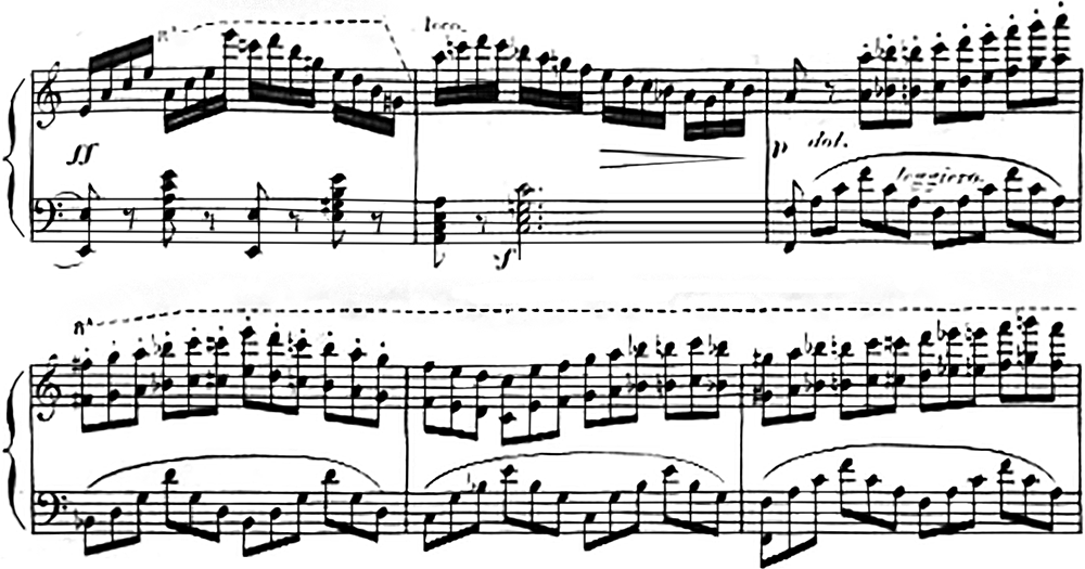C. チェルニー《流れる練習曲》 作品765 , 第42～47小節