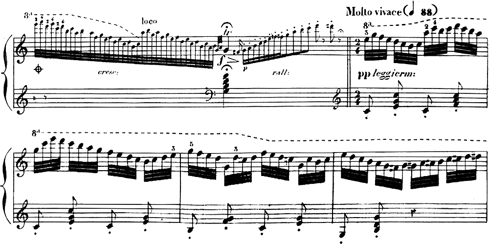 C. チェルニー《不屈の人―敏捷さの練習曲》 作品779 , 第3～7小節