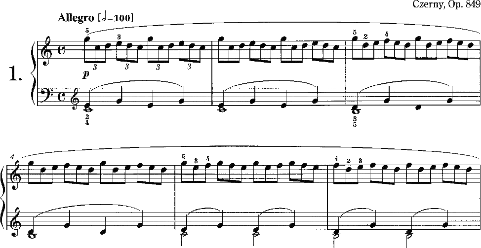C.チェルニー《根音バスのあらゆる和音についての実践的な知識を得るための練習曲集》作品838, 第1番