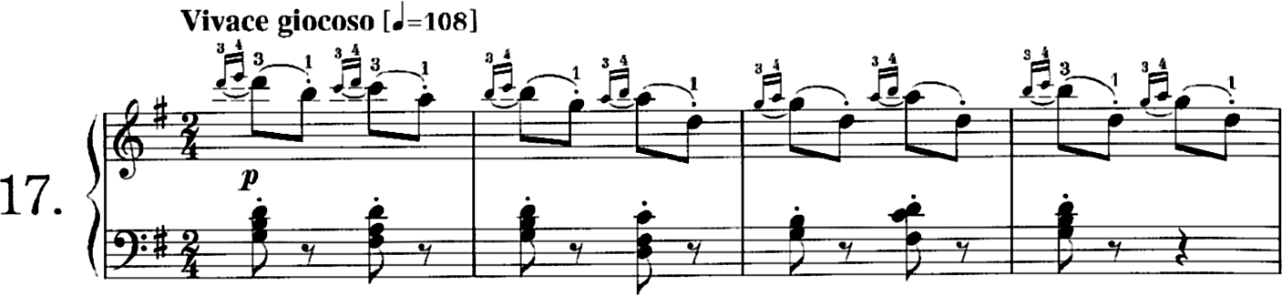 C. チェルニー《30のメカニスム練習曲》 作品849, 第17番, 第1～4小節
