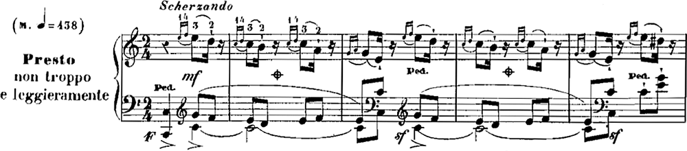H. ラヴィーナ《12の演奏会用練習曲》作品1（1839）、第7番、ハ長調、第1～4小節