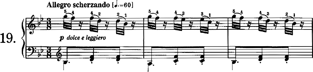 C. チェルニー《30のメカニスム練習曲》 作品849, 第19番, 第1～3小節