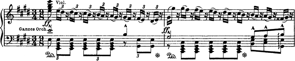 R. ワーグナー 歌劇『タンホイザー』序曲、第38～39小節（Johannes Doebberによるピアノ独奏用編曲）