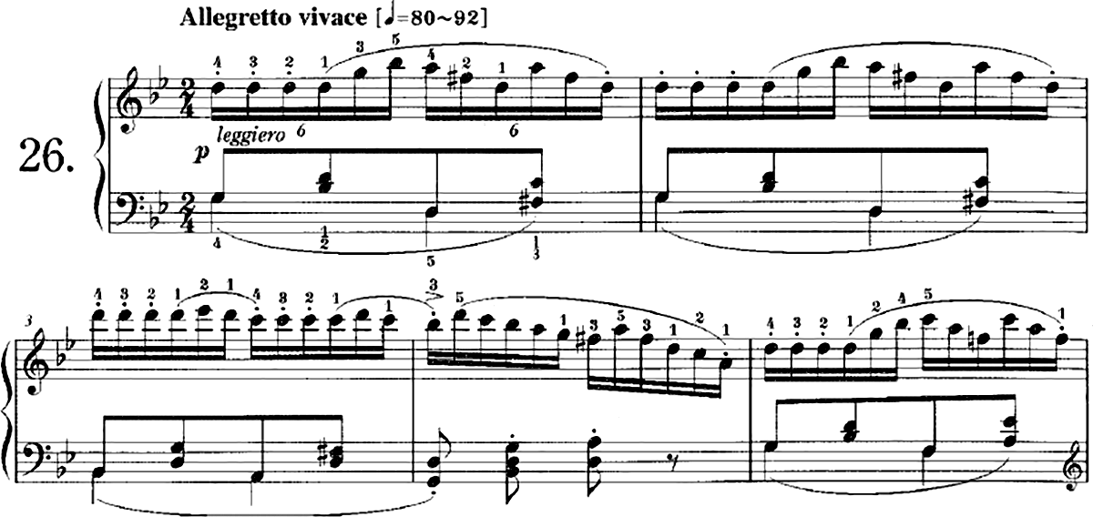 C. チェルニー《30のメカニスム練習曲》 作品849, 第26番, 第1～5小節