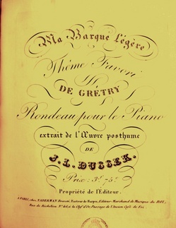 J.L. ドゥシーク『グレトリの人気の主題、〈我が軽き小舟〉： ピアノのためのロンド』、初版表紙 （個人蔵）