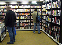 Manga section of a bookshop in London, occupying 4 shelves