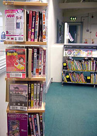 Manga section in a public library