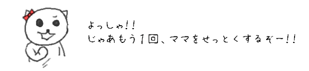 よっしゃ！！じゃあもう１回、ママをせっとくするぞー！！