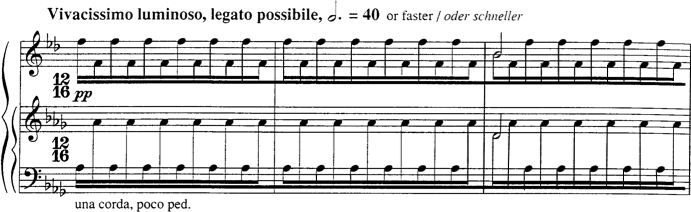 7番エチュード「ガラン・ボロン」（1988）の両手に分けられた音の素材の違い