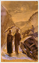 モーリスによる水彩画：ショパンはこの嵐 にインスピレーションを受けて名曲・雨だれを作曲した