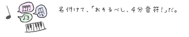 名付けて、「おそるべし、４分音符！」だ。エッヘン